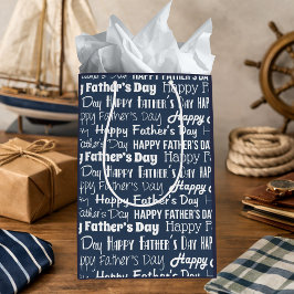 Bolsa De Regalo Mediana Tipografía moderna azul marino blanco Día del Padr