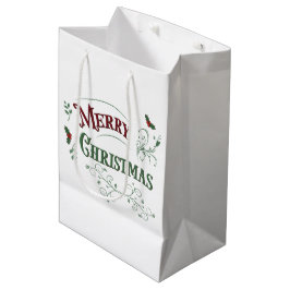 Bolsa De Regalo Mediana Tipografía Navideña Vintage