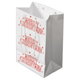 Bolsa De Regalo Mediana Tipografía Retro Feliz Navidad