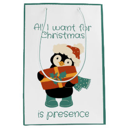 Bolsa De Regalo Mediana Todo lo que quiero de los Navidades pingüino vinta