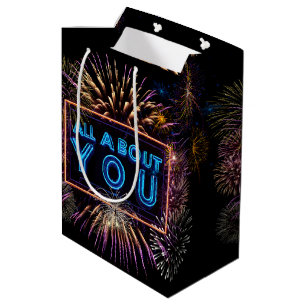 Bolsa De Regalo Mediana Todo Sobre Usted Neon Rótulo Con Fuegos Artificial