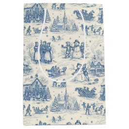 Bolsa De Regalo Mediana Toile de Chinoiserie Azul de Invierno
