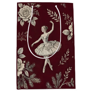 Bolsa De Regalo Mediana Toile de Navidad Bailarina - Burdeos