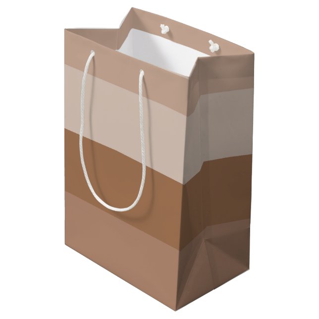 Bolsa De Regalo Mediana Tonos de rayas marrones (Angulo reverso)