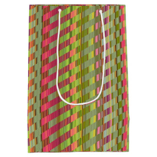 Bolsa De Regalo Mediana Tonos de rayas rosas y verdes