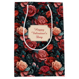 Bolsa De Regalo Mediana Tonos románticos de rosas rojas