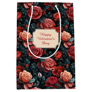 Bolsa De Regalo Mediana Tonos románticos de rosas rojas