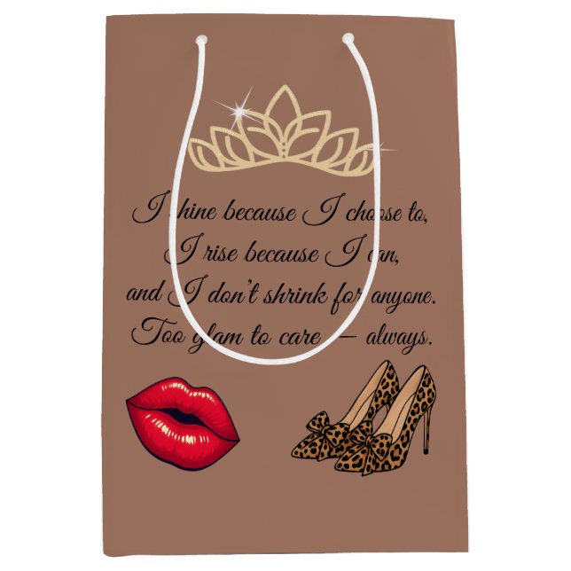 Bolsa De Regalo Mediana Too Glam To Care – Chic Quote  (Anverso)