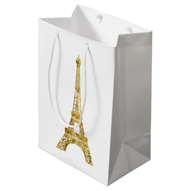 Bolsa De Regalo Mediana Torre Eiffel del oro (Angulo Anverso)