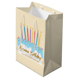 Bolsa De Regalo Mediana Torta de Cumpleaños Chic Negocio Personalizado