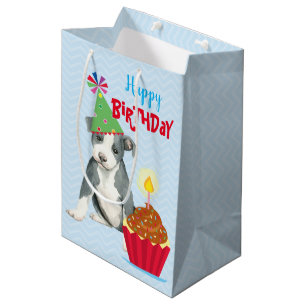 Bolsa De Regalo Mediana Torta de tarta de cumpleaños Pit Bull Terrier