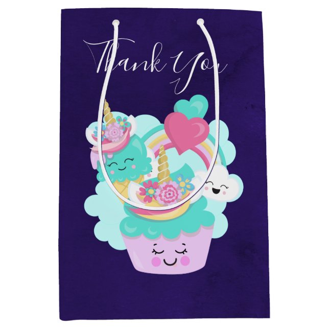 Bolsa De Regalo Mediana Torta dulce y helado feliz gracias (Anverso)