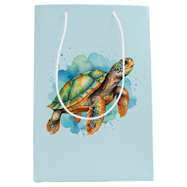 Bolsa De Regalo Mediana Tortuga de pintura suave (Anverso)