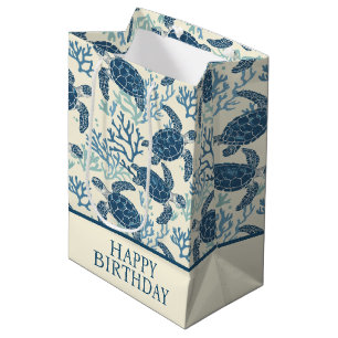 Bolsa De Regalo Mediana Tortugas azules y criollas de mar costero