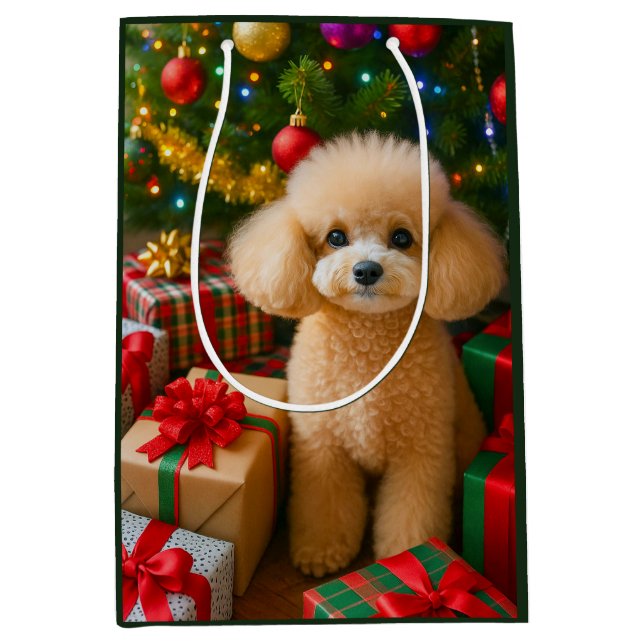 Bolsa De Regalo Mediana Toy Poodle Holiday Card (Anverso)