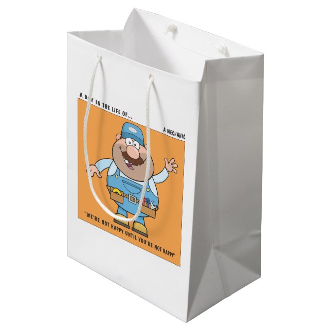 Bolsa De Regalo Mediana Trabajar como humor mecánico (Angulo Anverso)