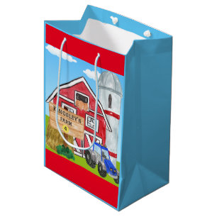 Bolsa De Regalo Mediana Tractor azul de granja MacDonald's personalizado