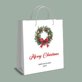 Bolsa De Regalo Mediana Traditional pine wreath Christmas bag with berries