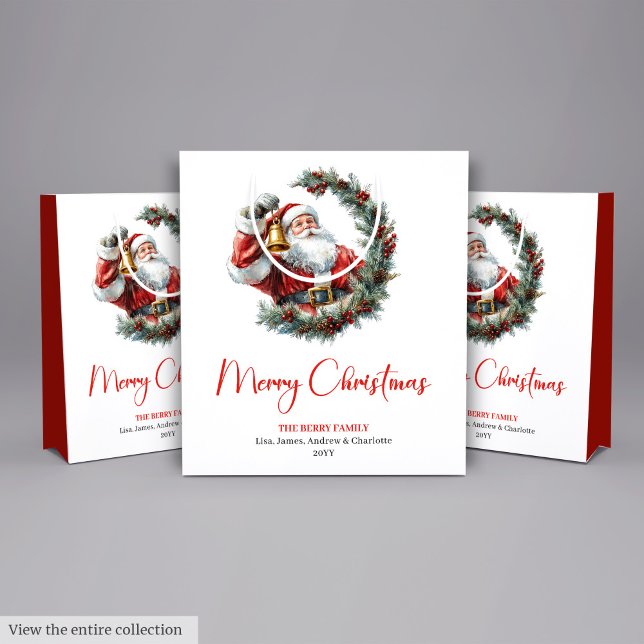 Bolsa De Regalo Mediana Traditional Santa Claus Cozy Red Green Gift Bag (Traditional Santa Claus Cozy Red Green Gift Bag)