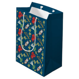 Bolsa De Regalo Mediana Traje y emblemas, bolso medio azul Galés del