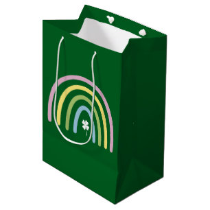 Bolsa De Regalo Mediana Trebol de Cuatro Hojas Arco Iris Día de San Patric