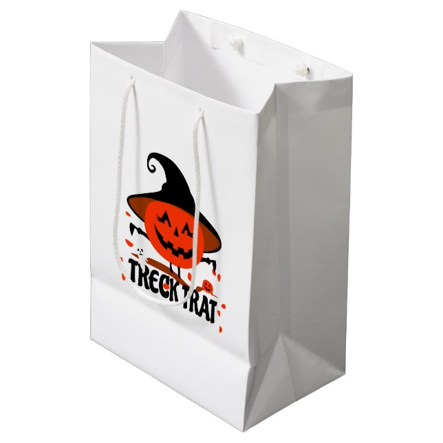 Bolsa De Regalo Mediana Treck Trat Pumpkin Sonriente (Angulo Anverso)