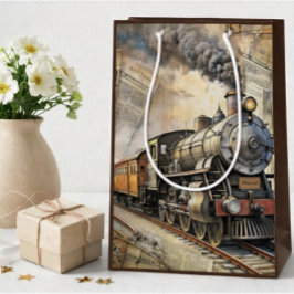 Bolsa De Regalo Mediana Tren de Vapor Vintage Personalizado | Regalo de Tr