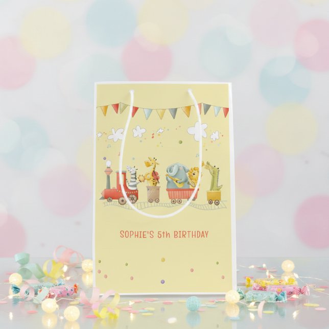 Bolsa De Regalo Mediana Tren musical para los niños de animales salvajes (Subido por el creador)