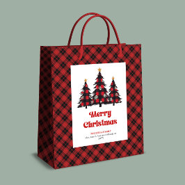 Bolsa De Regalo Mediana Trendy buffalo plaid Christmas gift bag editable