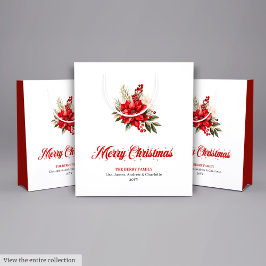Bolsa De Regalo Mediana Trendy Christmas Poinsettia Script Font Gift Bags