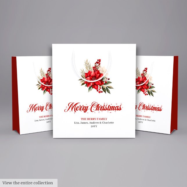 Bolsa De Regalo Mediana Trendy Christmas Poinsettia Script Font Gift Bags (Trendy Christmas Poinsettia Script Font Gift Bag

)