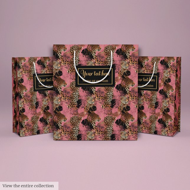 Bolsa De Regalo Mediana Trendy magenta leopard animal skin gift pack (Trendy magenta leopard animal skin gift pack Medium Gift Bag)