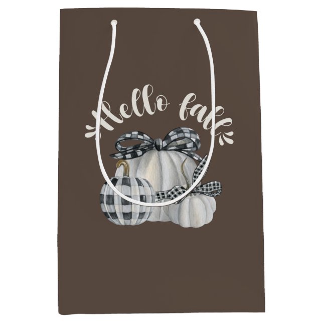 Bolsa De Regalo Mediana Tres Calabaza Hola Caída (Anverso)