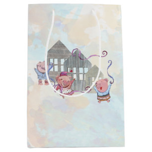Bolsa De Regalo Mediana Tres Cerditos con sus casas
