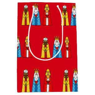 Bolsa De Regalo Mediana Tres Reyes Magos en rojo