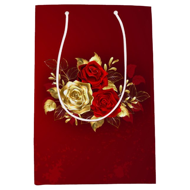 Bolsa De Regalo Mediana Tres Rosas Joyas (Anverso)