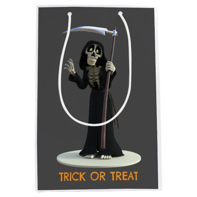Bolsa De Regalo Mediana Trick or Treat. Cartoon Grim Reaper (Anverso)