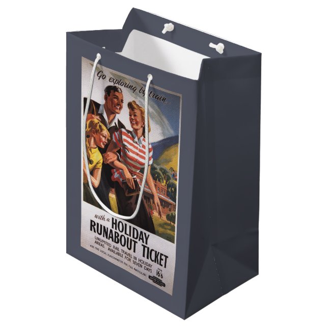 Bolsa De Regalo Mediana Trío de la familia en ahorros del vagabundo del (Angulo Anverso)