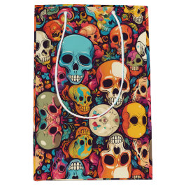 Bolsa De Regalo Mediana Trippy Hippy Skull Colorful Pattered Psychedelic