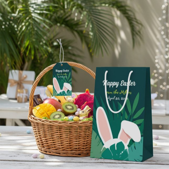 Bolsa De Regalo Mediana Tropical Jungle Easter Bunny Custom Gift Bag (Subido por el creador)