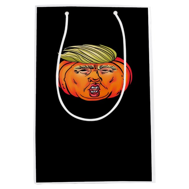 Bolsa De Regalo Mediana Truco O Traición Anti Calabaza De Halloween Trumpk (Anverso)