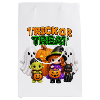 Bolsa De Regalo Mediana Truco o trato - Amigos lindos de Halloween