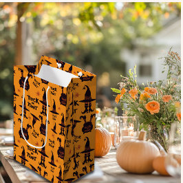Bolsa De Regalo Mediana Truco o trato naranja lindo de Halloween