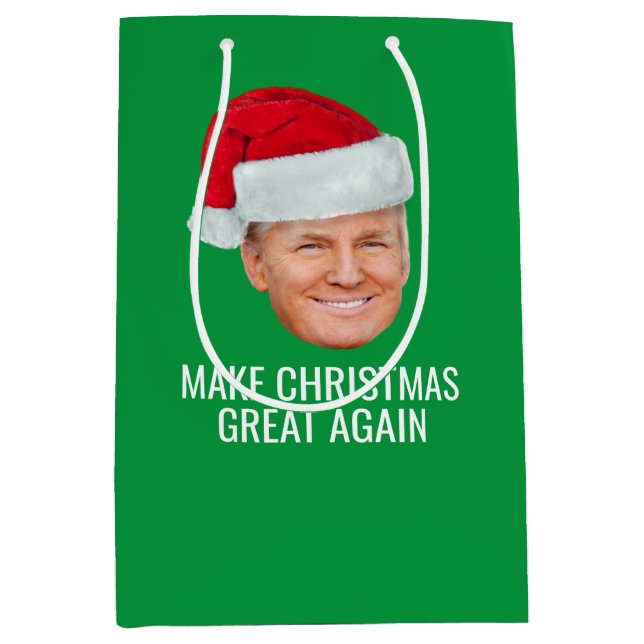 Bolsa De Regalo Mediana Trump con Santa Hat - Hacer a los Navidades grande (Anverso)