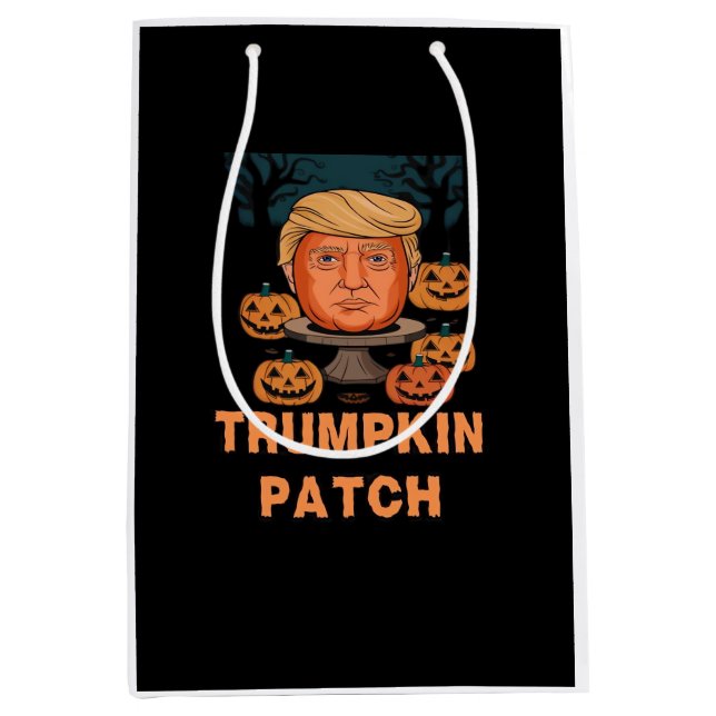 Bolsa De Regalo Mediana Trumpkin Halloween - Divertida calabaza política D (Anverso)