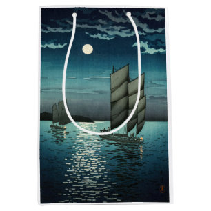 Bolsa De Regalo Mediana Tsuchiya Koitsu - Barcos en Shinagawa, noche