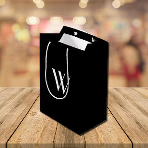 Bolsa De Regalo Mediana Tu monograma en negro y blanco