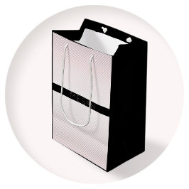 Bolsa De Regalo Mediana Tu nombre | Bandas delgadas de color blanco y Rosa