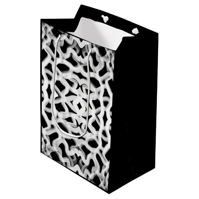 Bolsa De Regalo Mediana Tubular blanco en negro (Angulo Anverso)