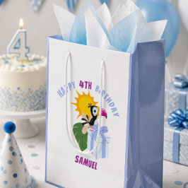 Bolsa De Regalo Mediana Tucán Tropical Personalizado Feliz Cumpleaños Medi